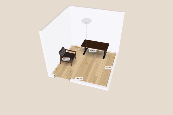 3D layout: 140 cm standing desk and armchair in a 4.5-tatami study